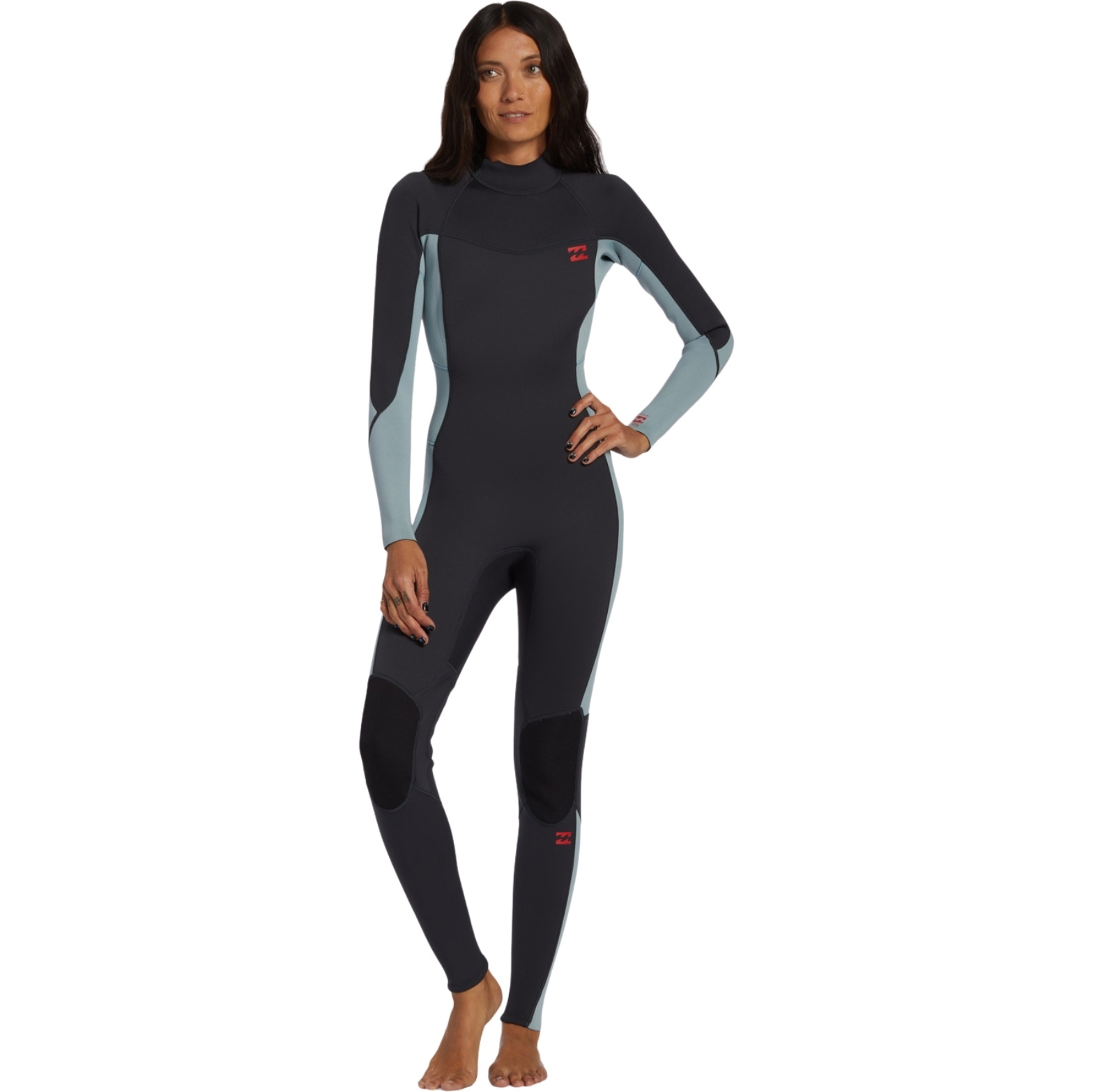 2025 Billabong Mulher Foil 4/3mm Back Zip Fato De Mergulho ABJW100185 - Washed Black